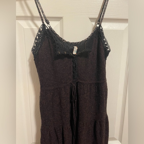 Free People Spaghetti Strap Crochet Hem Mini Dress - Picture 2 of 6